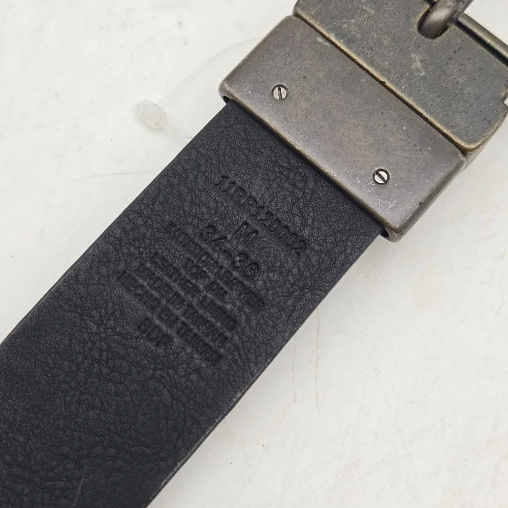 Rock & Republic Belt Brown Black Reversible Leather Mens 36 Bronze Buckle New